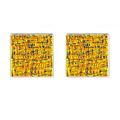 Yellow, orange and blue pattern Cufflinks (Square)