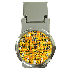 Yellow, Orange And Blue Pattern Money Clip Watches by Valentinaart