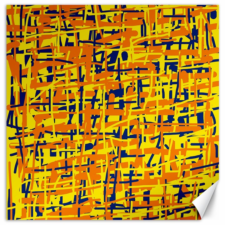 Yellow, orange and blue pattern Canvas 12  x 12  