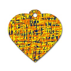 Yellow, orange and blue pattern Dog Tag Heart (Two Sides)