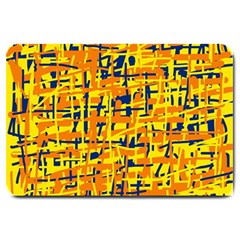 Yellow, Orange And Blue Pattern Large Doormat 