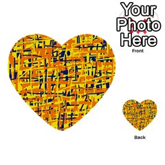 Yellow, Orange And Blue Pattern Multi-purpose Cards (heart) 