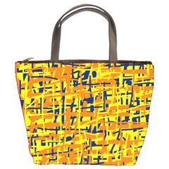 Yellow, Orange And Blue Pattern Bucket Bags by Valentinaart