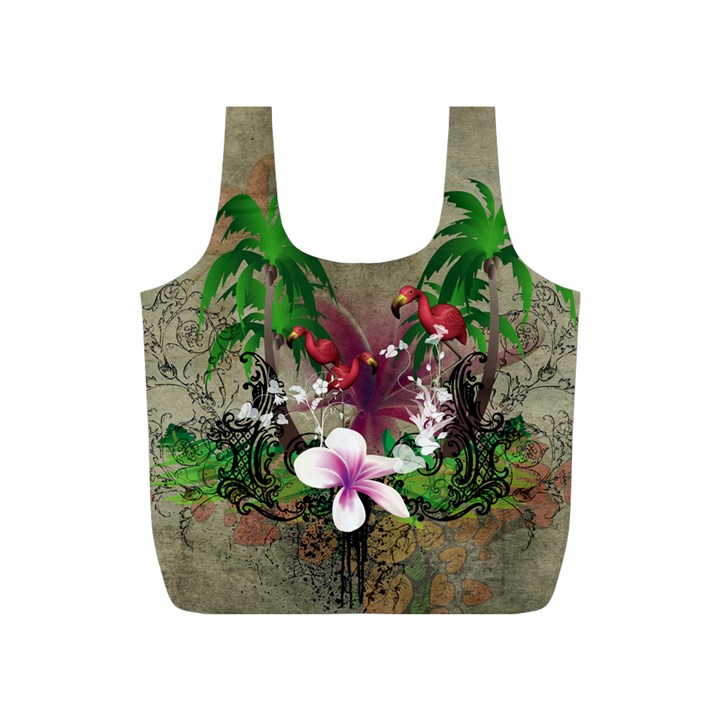 Wonderful Tropical Design With Palm And Flamingo Full Print Recycle Bags (S) 