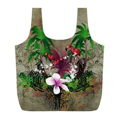 Wonderful Tropical Design With Palm And Flamingo Full Print Recycle Bags (l) 