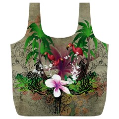 Wonderful Tropical Design With Palm And Flamingo Full Print Recycle Bags (l)  by FantasyWorld7