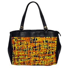 Yellow, Orange And Blue Pattern Office Handbags by Valentinaart