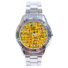 Yellow, orange and blue pattern Stainless Steel Analogue Watch