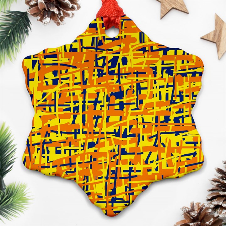 Yellow, orange and blue pattern Ornament (Snowflake) 