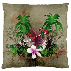 Wonderful Tropical Design With Palm And Flamingo Standard Flano Cushion Case (one Side) by FantasyWorld7