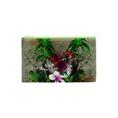 Wonderful Tropical Design With Palm And Flamingo Cosmetic Bag (xs) by FantasyWorld7