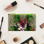 Wonderful Tropical Design With Palm And Flamingo Cosmetic Bag (XS) Front