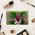 Wonderful Tropical Design With Palm And Flamingo Cosmetic Bag (XS) Back