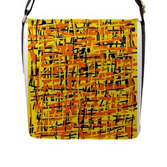 Yellow, Orange And Blue Pattern Flap Messenger Bag (l)  by Valentinaart