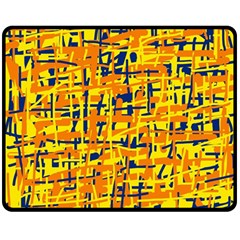 Yellow, Orange And Blue Pattern Double Sided Fleece Blanket (medium) 