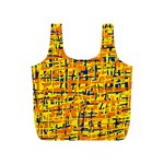 Yellow, orange and blue pattern Full Print Recycle Bags (S)  Front