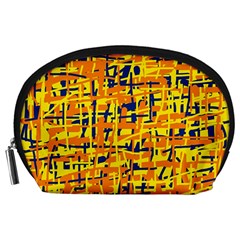 Yellow, Orange And Blue Pattern Accessory Pouches (large)  by Valentinaart