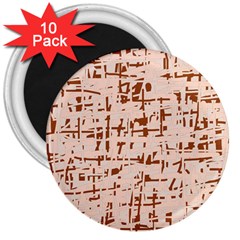 Brown Elegant Pattern 3  Magnets (10 Pack) 