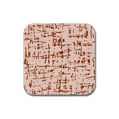 Brown Elegant Pattern Rubber Coaster (square) 