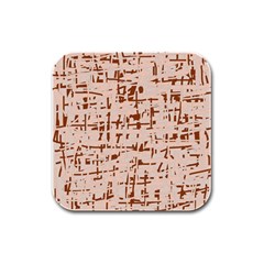 Brown Elegant Pattern Rubber Square Coaster (4 Pack) 