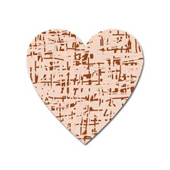 Brown Elegant Pattern Heart Magnet by Valentinaart