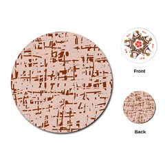 Brown Elegant Pattern Playing Cards (round) 