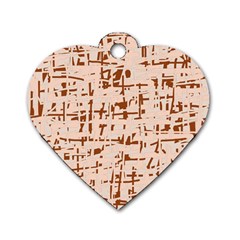 Brown Elegant Pattern Dog Tag Heart (one Side)