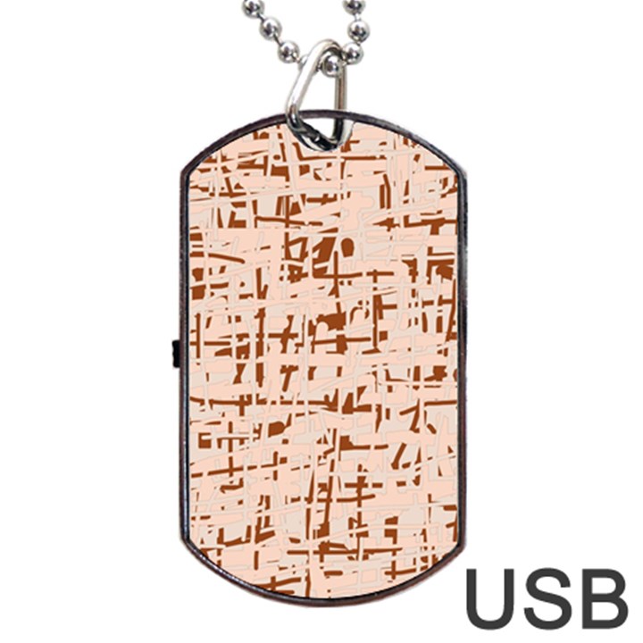 Brown elegant pattern Dog Tag USB Flash (One Side)