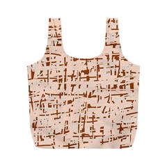 Brown Elegant Pattern Full Print Recycle Bags (m) 