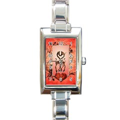 Cute Giraffe In Love With Heart And Floral Elements Rectangle Italian Charm Watch