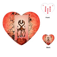 Cute Giraffe In Love With Heart And Floral Elements Playing Cards (heart) 