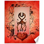 Cute Giraffe In Love With Heart And Floral Elements Canvas 16  x 20   15.75 x19.29  Canvas - 1