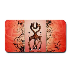 Cute Giraffe In Love With Heart And Floral Elements Medium Bar Mats