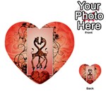 Cute Giraffe In Love With Heart And Floral Elements Multi-purpose Cards (Heart)  Front 2