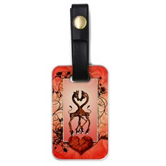 Cute Giraffe In Love With Heart And Floral Elements Luggage Tags (one Side) 