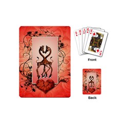 Cute Giraffe In Love With Heart And Floral Elements Playing Cards (mini)  by FantasyWorld7