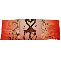 Cute Giraffe In Love With Heart And Floral Elements Body Pillow Case Dakimakura (two Sides)