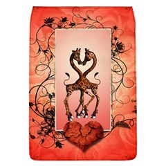 Cute Giraffe In Love With Heart And Floral Elements Flap Covers (l)  by FantasyWorld7