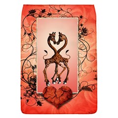 Cute Giraffe In Love With Heart And Floral Elements Flap Covers (s)  by FantasyWorld7