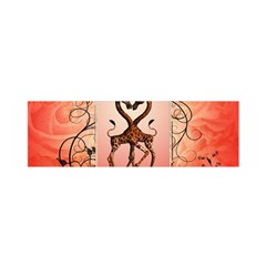 Cute Giraffe In Love With Heart And Floral Elements Satin Scarf (oblong)