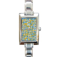 Blue And Yellow Elegant Pattern Rectangle Italian Charm Watch by Valentinaart