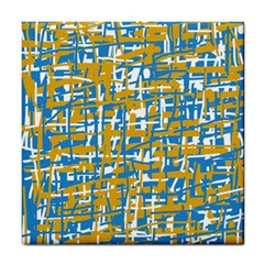 Blue And Yellow Elegant Pattern Tile Coasters