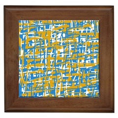 Blue And Yellow Elegant Pattern Framed Tiles