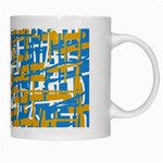 Blue and yellow elegant pattern White Mugs Right