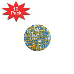 Blue And Yellow Elegant Pattern 1  Mini Magnet (10 Pack)  by Valentinaart