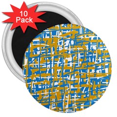 Blue And Yellow Elegant Pattern 3  Magnets (10 Pack)  by Valentinaart