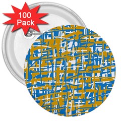 Blue And Yellow Elegant Pattern 3  Buttons (100 Pack)  by Valentinaart