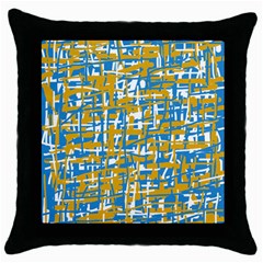 Blue And Yellow Elegant Pattern Throw Pillow Case (black)