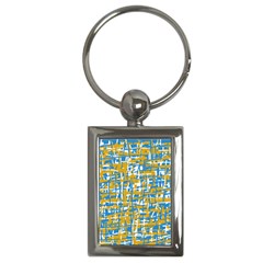 Blue And Yellow Elegant Pattern Key Chains (rectangle)  by Valentinaart