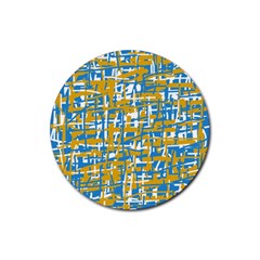 Blue And Yellow Elegant Pattern Rubber Round Coaster (4 Pack)  by Valentinaart